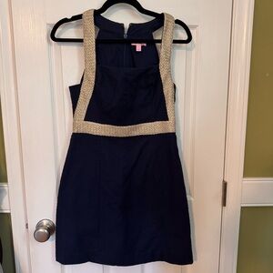 Lilly Pulitzer Navy & Gold Braided Trim Dress | Size 0